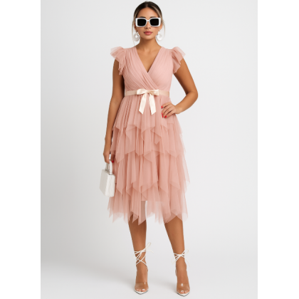 فستان قصير لون بطيخي