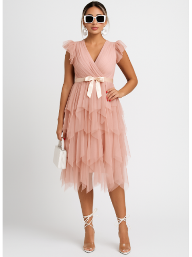 فستان قصير لون بطيخي