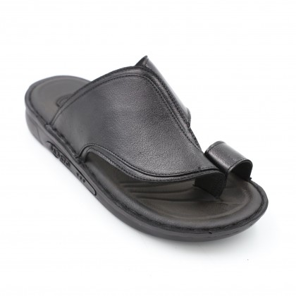 شبشب جلد طبيعي بتصميم اصبع من SABATO للرجال لون أسود