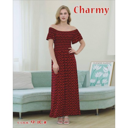 فستان بيتي طويل للنساء لون أحمر