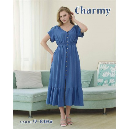 فستان بيتي للنساء طويل لون أزرق