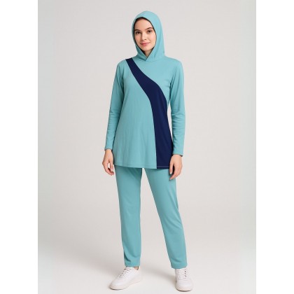 ملابس سباحة شرعية للنساء لون أزرق فاتح وكحلي