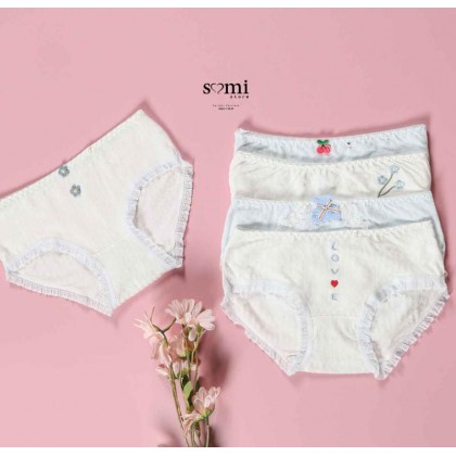 طقم داخلي 5 قطع للنساء لون أزرق و أبيض من Sami Boutique