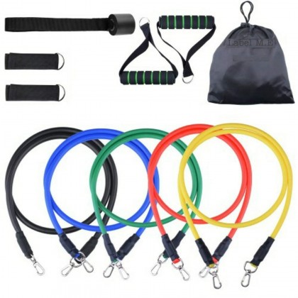 Power resistance bands set-مجموعة الحبال المطاطية للتمارين الرياضية