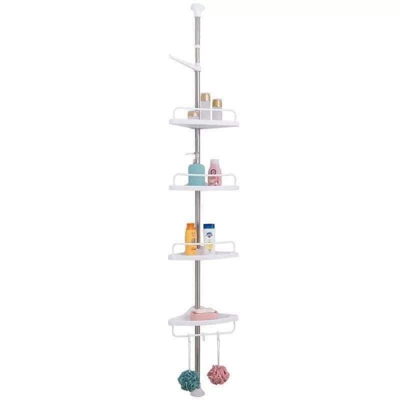 Adjustable Multi Home Corner Shelf Organizer-زاوية حمام ستانلس مع 4 رفوف بلاستيك
