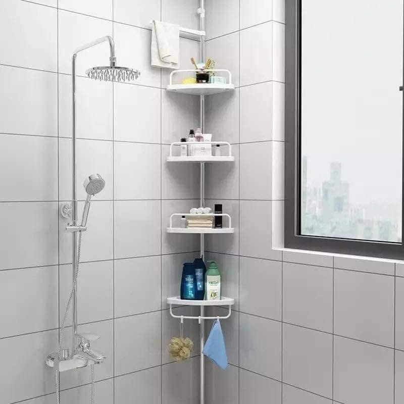 Adjustable Multi Home Corner Shelf Organizer-زاوية حمام ستانلس مع 4 رفوف بلاستيك
