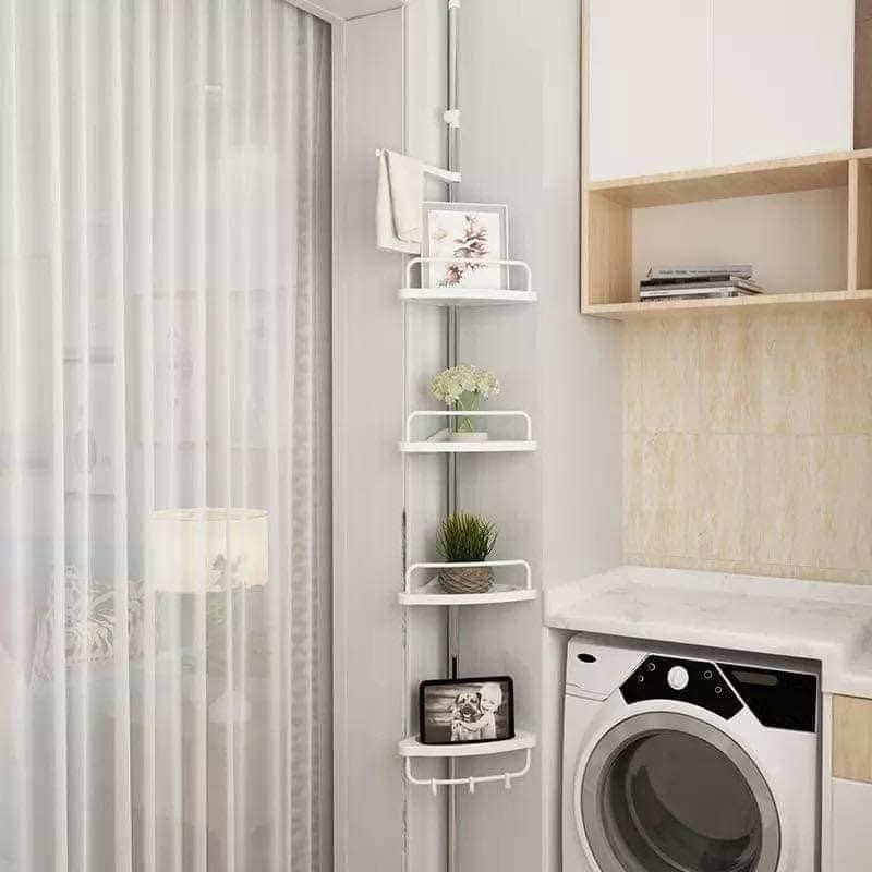 Adjustable Multi Home Corner Shelf Organizer-زاوية حمام ستانلس مع 4 رفوف بلاستيك