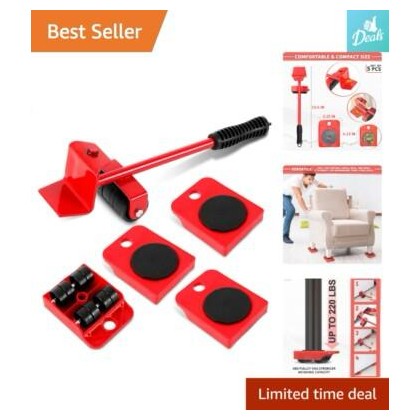 Easy Move Tool For Moving Your Furniture-مجموعة ادوات متحركة سهلة النقل من 5 قطع، نظام نقل ورفع الاثاث الثقيل
