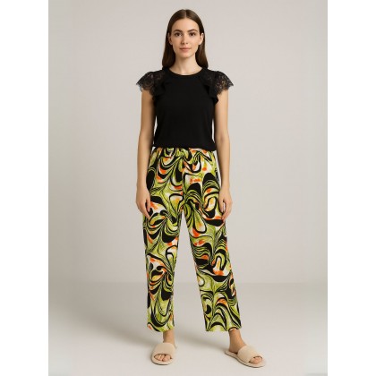 بيجامة للنساء لون أسود و أخضر