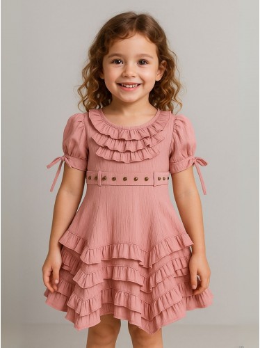 فستان بناتي لون زهري