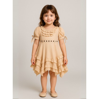 فستان بناتي لون بيج