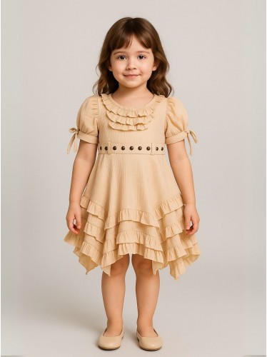 فستان بناتي لون بيج