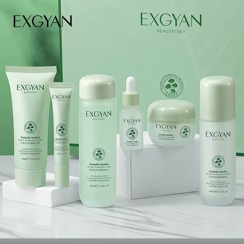 مجموعة EXGYAN للعناية المتكاملة بالبشرة – بخلاصة السنتيلا الآسيوية (6 قطع)