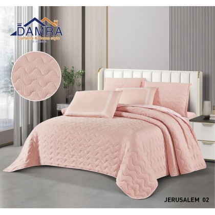 طقم لحاف صيفي (6 قطع) حجم مزوج من ضمرة JERUSALEM 02 لون زهري فاتح