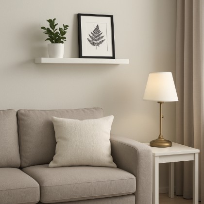 رف خشبي لون أبيض 60 * 13 سم