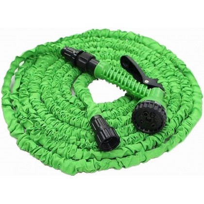 Expandable Five Meters Water Hose 30m-خرطوم ماء قابل للتمدد مزود بفوهة ضخ الماء  لون أخضر