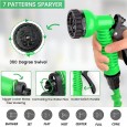 Expandable Five Meters Water Hose 30m-خرطوم ماء قابل للتمدد مزود بفوهة ضخ الماء  لون أخضر