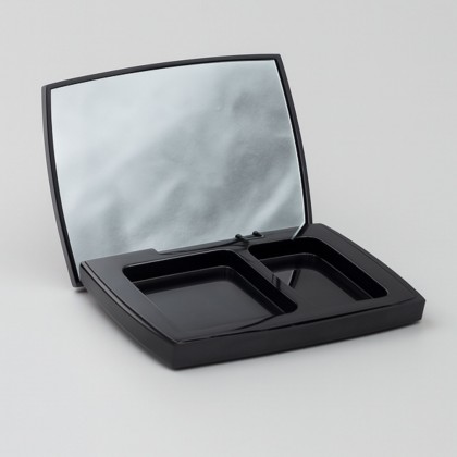 علبة صغيرة للمكياج مع مرآة لون أسود