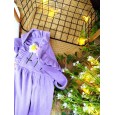 طقم افرهول مع بلوزة كم بناتي لون بنفسجي وأبيض