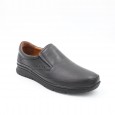 حذاء كاجوال طبي جلد بدون رباط للرجال لون أسود