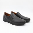 حذاء كاجوال طبي جلد بدون رباط للرجال لون أسود