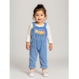 طقم افرهول مع بلوزة كم بناتي لون أزرق وأبيض
