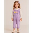 طقم افرهول مع بلوزة كم بناتي لون بنفسجي وأبيض