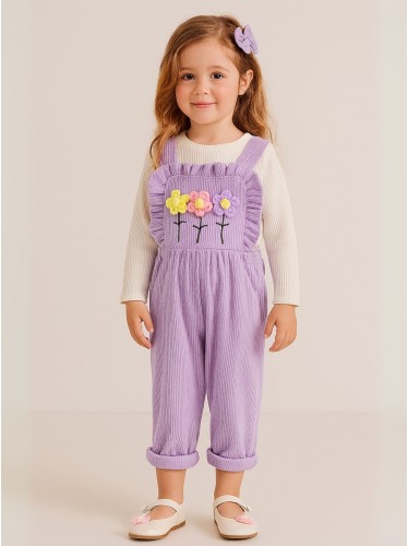 طقم افرهول مع بلوزة كم بناتي لون بنفسجي وأبيض