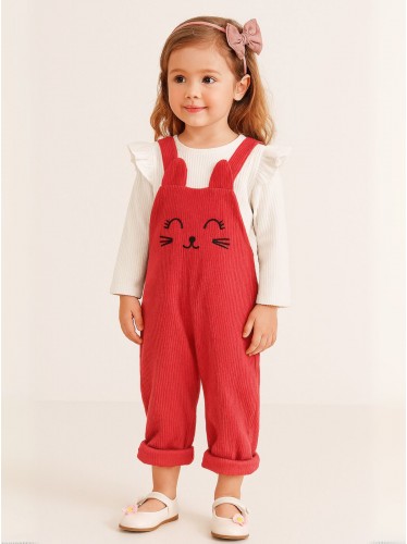 طقم افرهول مع بلوزة كم بناتي لون فوشي وأبيض