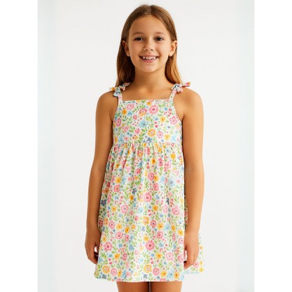 فستان حفر بناتي لون أبيض