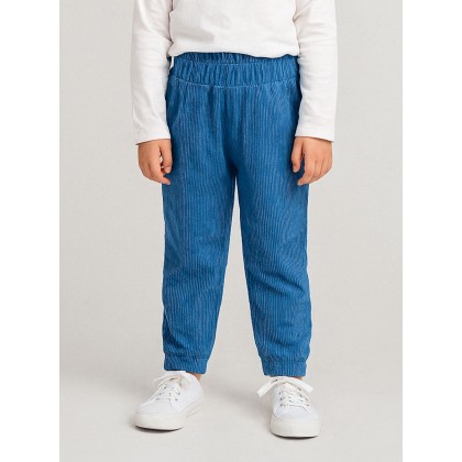 بنطلون مخمل بناتي خصر مطاطي لون أزرق بترولي