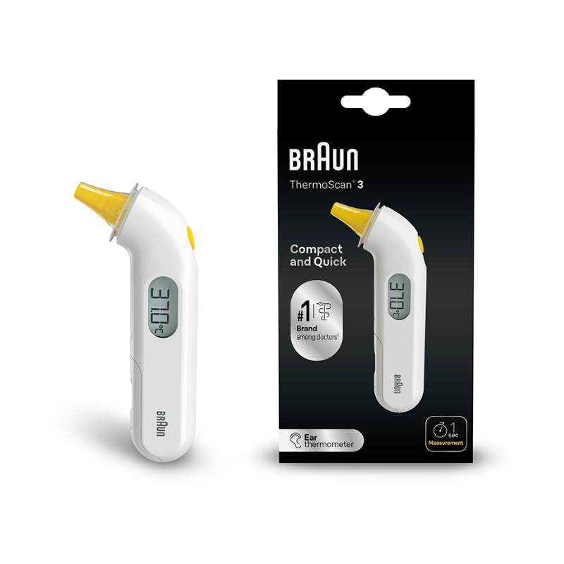 ميزان حرارة ترموميتر للاذن من براون-Braun IRT3030EE ThermoScan 3 Infrared Ear