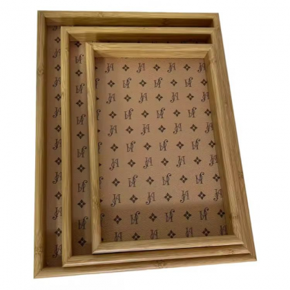 طقم  صواني خشب 3 قطع بأحجام مختلفة