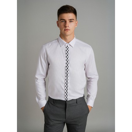 قميص رسمي باكمام طويلة للرجال لون أبيض