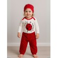 طقم 3 قطع للأطفال لون أحمر و أبيض