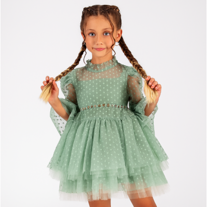 فستان للأطفال لون أخضر