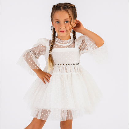 فستان للأطفال لون أبيض
