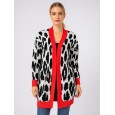 جاكيت صوف للنساء لون أبيض وأسود و أحمر