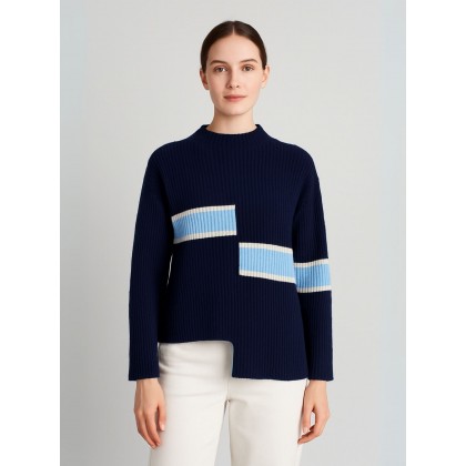 بلوزة صوف للنساء لون كحلي و أزرق