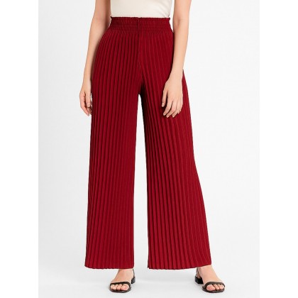 بنطال بتصميم كسرات لون أحمر