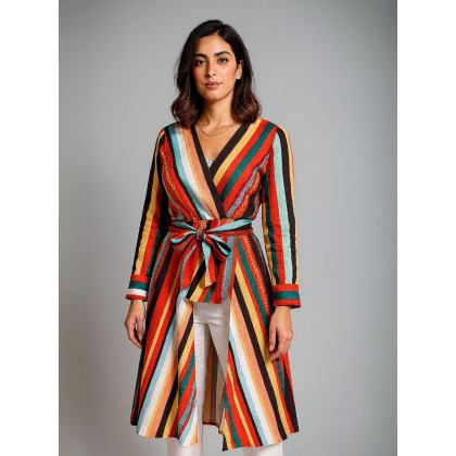 جاكيت مخطط للنساء ملون