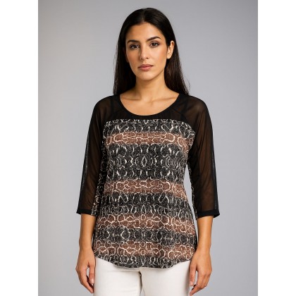 بلوزة كم للنساء لون أسود