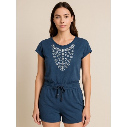 جمبسوت قصير بيتي للنساء لون أزرق