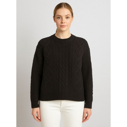 بلوزة صوف للنساء لون أسود