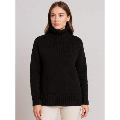 بلوزة صوف للنساء لون أسود