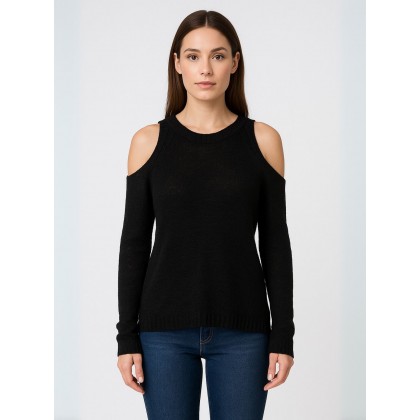 بلوزة صوف خفيف للنساء لون أسود
