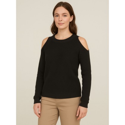 بلوزة صوف خفيف للنساء لون أسود