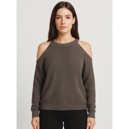 بلوزة صوف للنساء لون بني