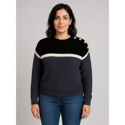 بلوزة صوف للنساء لون كحلي و أسود