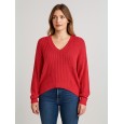 بلوزة صوف للنساء لون أحمر